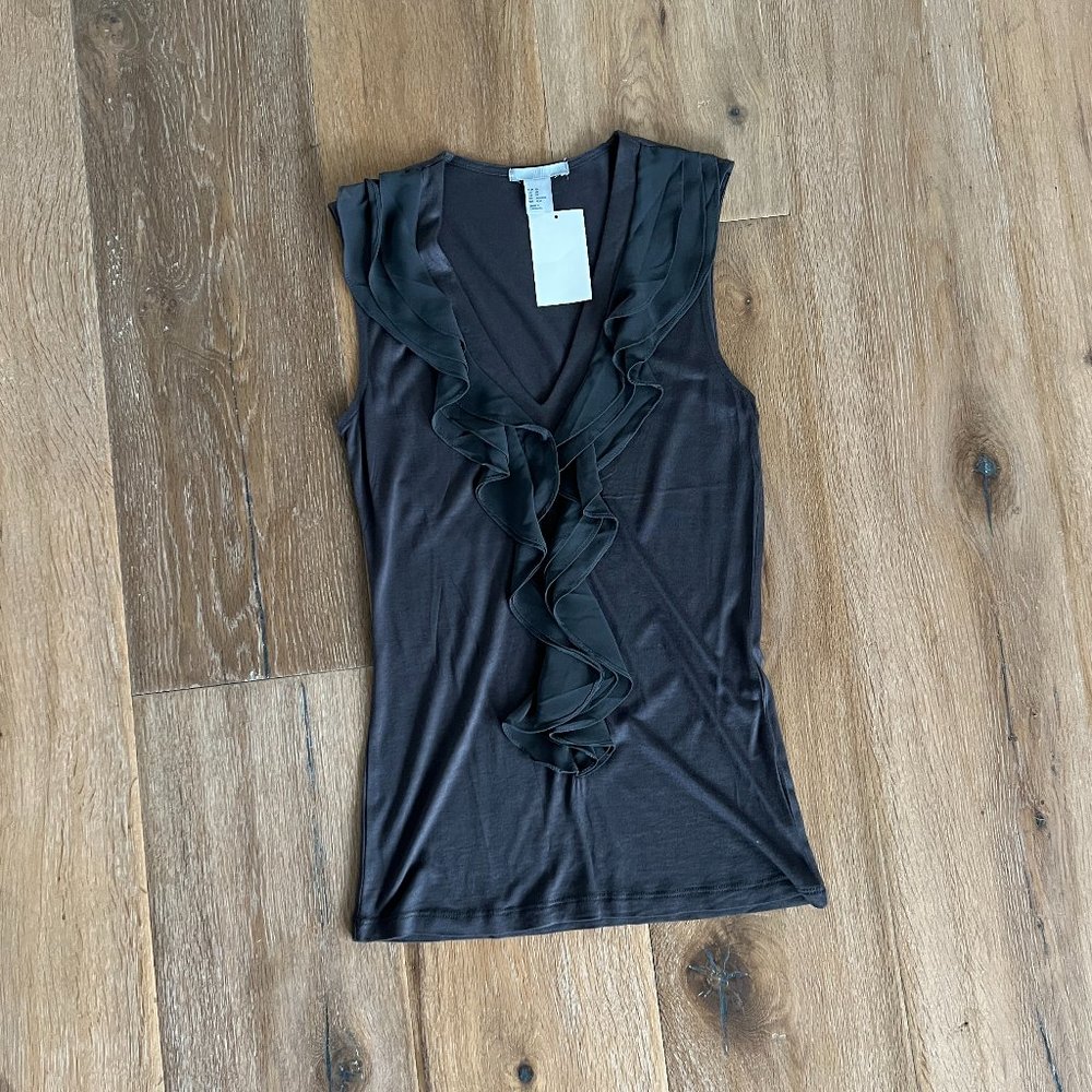 H&M Ruffle Sleeveless Top Gray NWT - Picture 3 of 8
